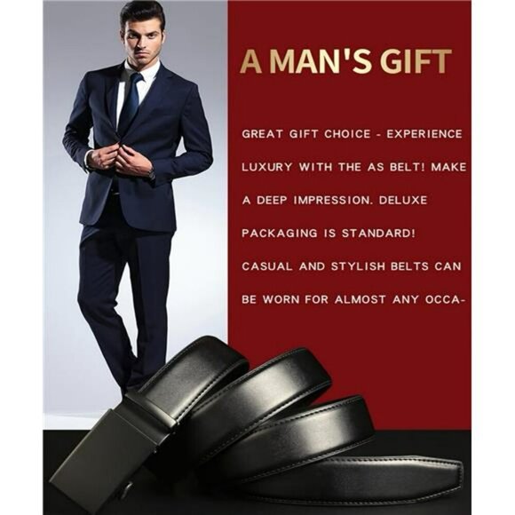 Mens Leather Ratchet Belt Set Black Brown Adjustable Belts for Jeans or Dress - Picture 6 of 7